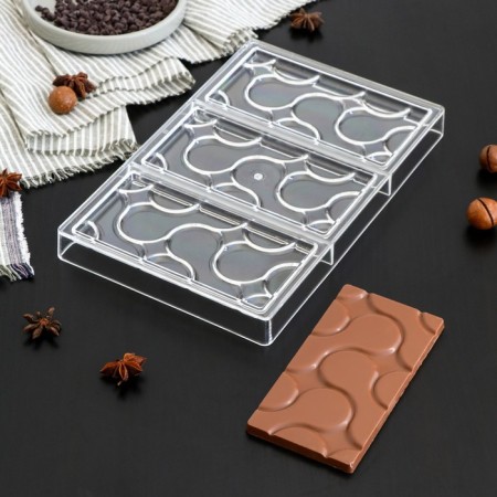 Konfinetta chocolate form “Simple-B.”, 27.5 × 17.5 × 2.5 cm, 3 cells (15.3 × 7.5 × 0.8 cm)