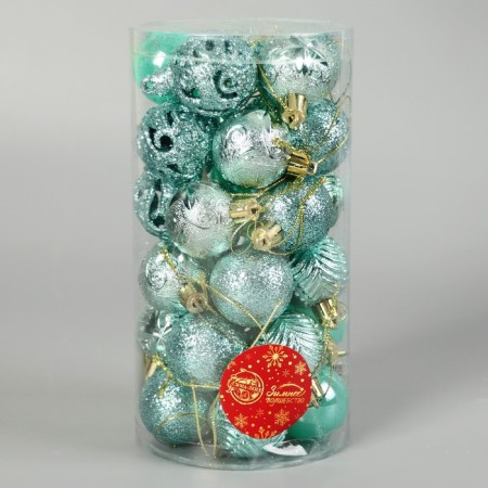 Set of balls plastic D-4 cm, 30 pcs "Melody" Ornament, Green-1