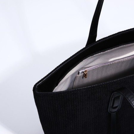 Soper bag with zipper, black color-4
