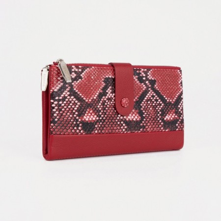 Women's wallet on the button, red color