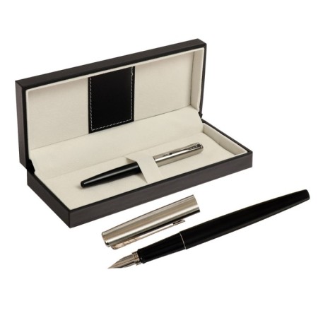 Gift feathers in the leatherette case, black body with silver