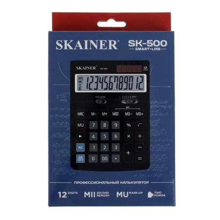 The calculator is a desktop medium, 12-bit, Skainer SK-500, 2 power, 2 memory, 123 x 171 x 31 mm, black-5