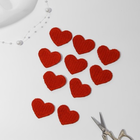 Knitted elements "Heart", 3.5 × 3 cm, 10 pcs, red color-1