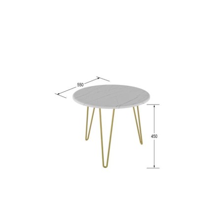 Journal table "Reed Gold 430", 550 × 550 × 450 mm, color white marble-1