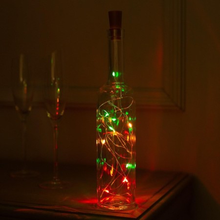 Garland "thread" 2 m dew with a traffic jam, IP20, silver thread, 20 LED, glow of multi, lr44x3