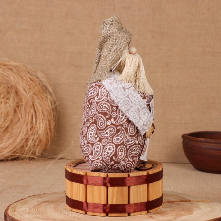 Brown Domovka "Athanasius with a bill", on a barrel, 28x15x12 cm-3