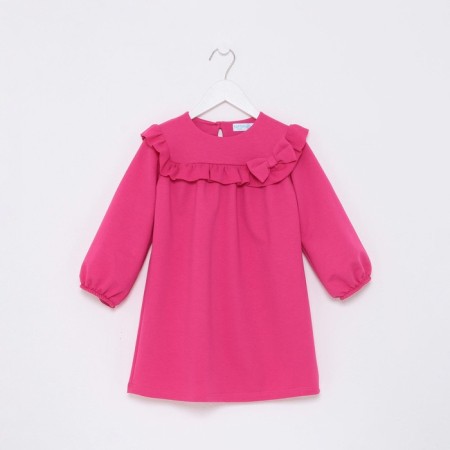 Платье для девочки с рюшей KAFTAN "Basic line", размер 32 (110-116), цвет фуксия-5