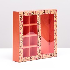 Box for 8 sweets + chocolate, with a window, 
