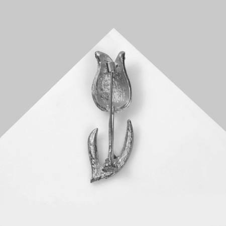 Brooch "Flower" tulip, white-green color in silver-1