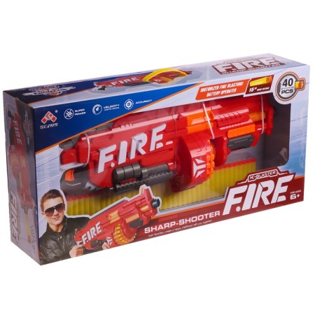 Blaster "Fiery", shoots with soft bullets, works on batteries-11