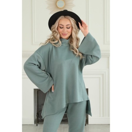 Female suit, size 50, green color-1