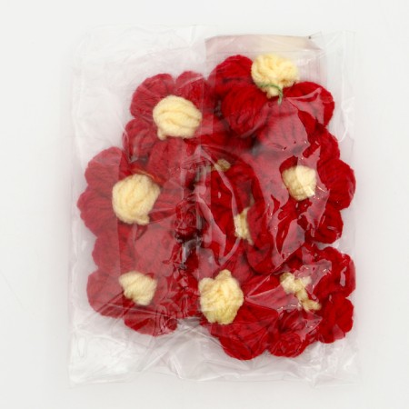 Knitted flower, set 10 pcs., Size 1 pc., 4 × 1.5 cm, red color-4