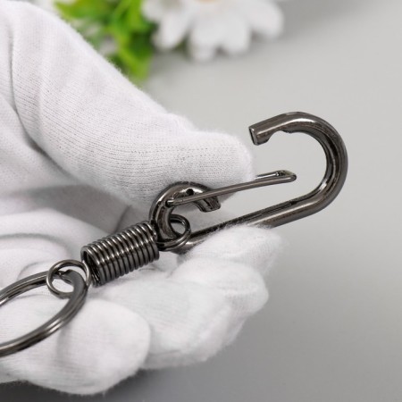 Metal keychain "Carabiner with a spring" 3x0.7x10.5 cm-3