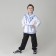 Carnival Russian shirt "Blue flowers", satin, white color, river 34, height 140 cm