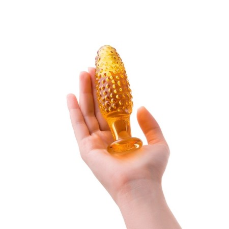 Sexus Glass anal plug, glass, yellow, 13 cm, d = 4 cm-2