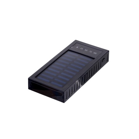 External battery 1000 mAh, 10 W, 2 USB, Type-C, flashlight, solar panel, black-5