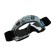 Glass-mask for motorcycle driving, transparent glass, white-blue-black color, OM-23
