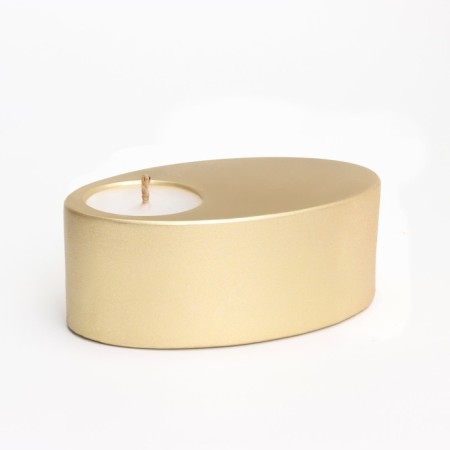Candle "narrow oval. Marble" in a candlestick of gypsum, 11.5x7x4cm, gold-1