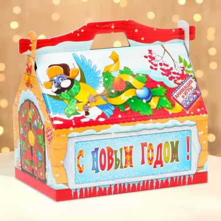 New Year. Gift box New Year's feeder "wooden" with animation 26.4 x 14 x 18.5 cm.