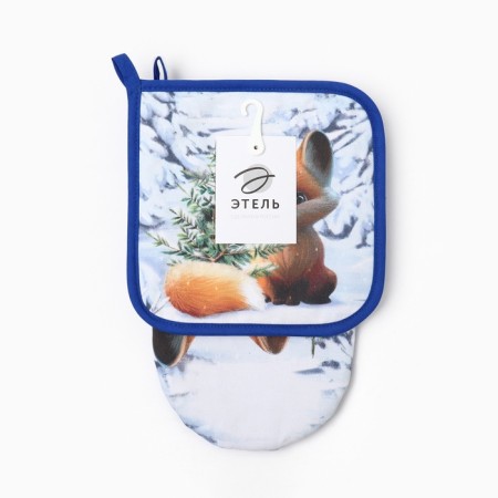 Set of kitchen. Ethel "Give Heat" mittens 15x28cm, 19x19cm segregation, 100%HL-4