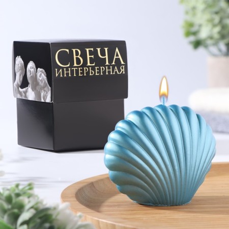 Figure candle "shell", 4x9x6.5 cm, turquoise, in a box