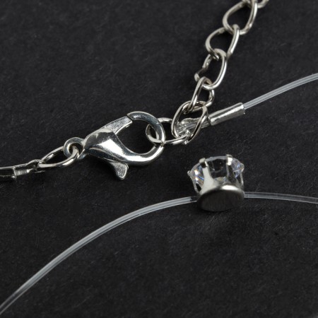 Piece "on the fishing line" large bead, white color in silver, 30 cm-1