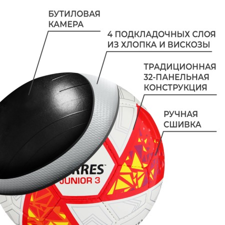 Ball football Torres Junior-3 F323803, PU, ​​manual stitching, 32 panels, p. 3-2