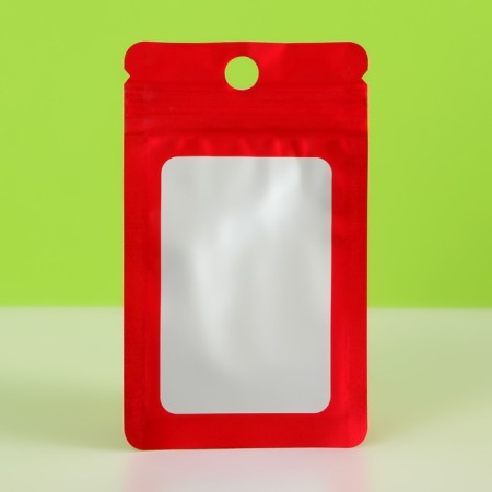 SIP-LOK package with a window, with euroslot, red, 7.5 x 13 cm-2