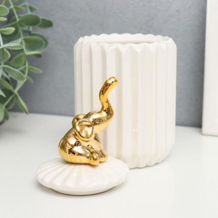 Coramics Coramics "Golden Elephant" White, Hofre 16x7x7 cm-1