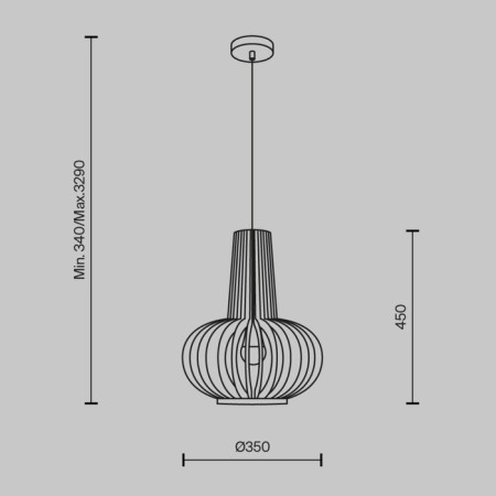 Suspended lamp Maytoni Mod193PL-01W, 1HE27, 40W, 25.5x25.5x331.5 cm, black color black-1