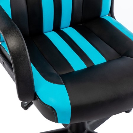Playing armchair Brabix Stripe GM-202, eco-leather, black/blue-4