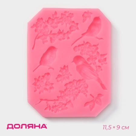 Mold Dolyana "Birds", silicone, 11.5 × 9 cm, color mix-1