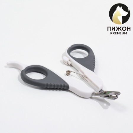 Coger scissors "Piggon" Premium curved, with an emphasis for a finger, white-gray