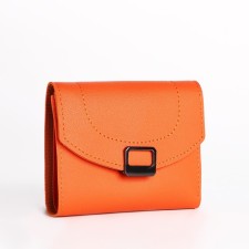 Women's wallet on the button, orange color