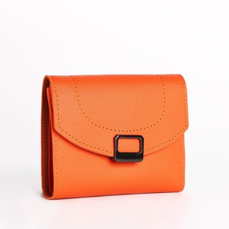 Women's wallet on the button, orange color