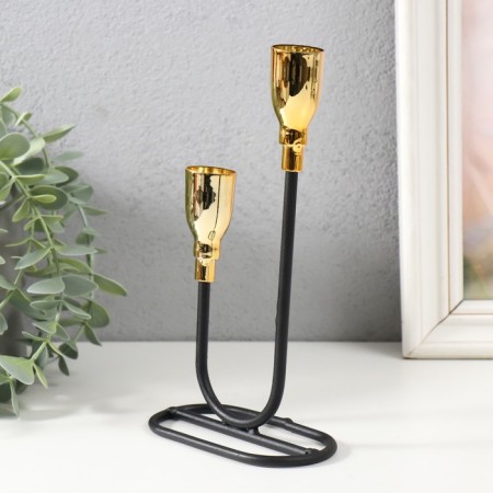 Summary Metal for 2 candles "Singer" black with gold 10x10x23.5 cm-3