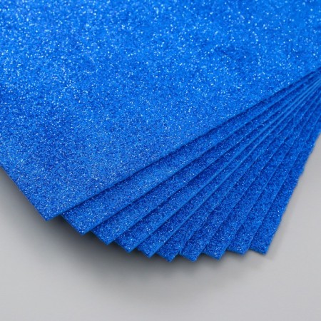 Foamiran glitter 2 mm, 20x30 cm, blue-2