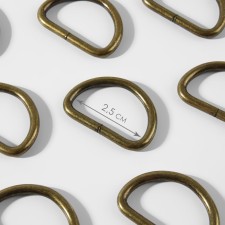 Half rings for bags, d = 25 mm, thickness - 3 mm, 10 pcs, bronze color