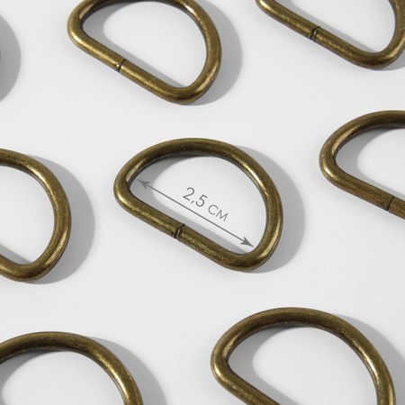 Half rings for bags, d = 25 mm, thickness - 3 mm, 10 pcs, bronze color