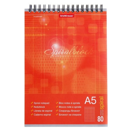 STOCKENOT on spirals A5, 80 sheets, cage, Erichkrause "Spiralblock", cardboard cover, firm substrate, offset unit, 100%white, microperforation, mix-6