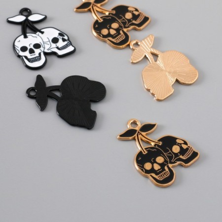 Decor for creativity Metal "Skull on a branch" Emal Mix 2.6x1.9 cm-1