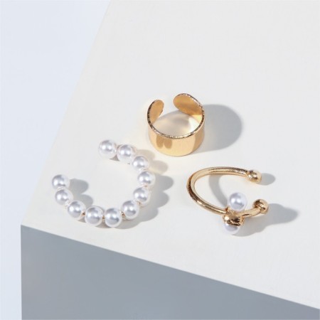 Set of earrings and Kaff "Mood", pearls, white color in gold-1