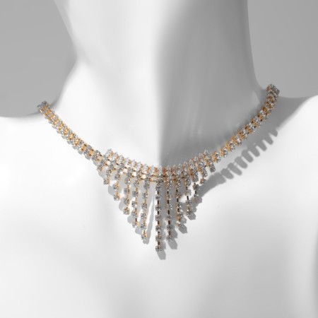 Choker "Waterfall" mini, white color in gold, 30 cm