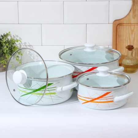 Set of pots "Graph-1-Exista", 3 subjects: 2 l, 3 l, 4 l, covers, induction-1