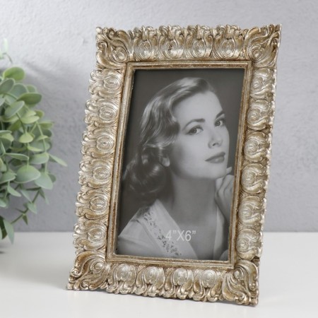Photo frame Polystone 10x15 cm "Greek pattern" gold 18.5x14 cm-1