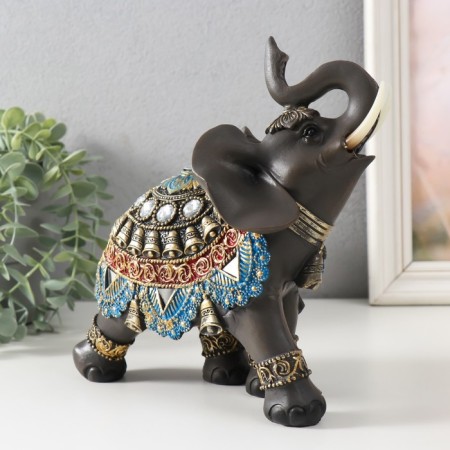 Souvenir Polystone "Elephant in Red-blue Popone" MIX 20x10x21 cm-4
