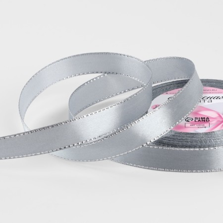 A satin ribbon "Silver threads", 15 mm × 23 ± 1 m, color gray No. 59