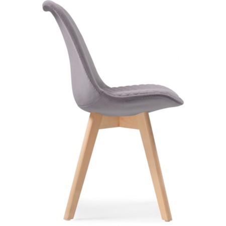 Wooden stool Bonuss array of beech/velor, natural/gray 50x56x82 cm-2