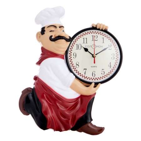 Wall clock, series: kitchen, "cook cook", smooth move, d-13 cm, 30 x 24 cm-4