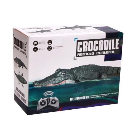 The radio -controlled crocodile, floats, works from the battery, the color is green-6